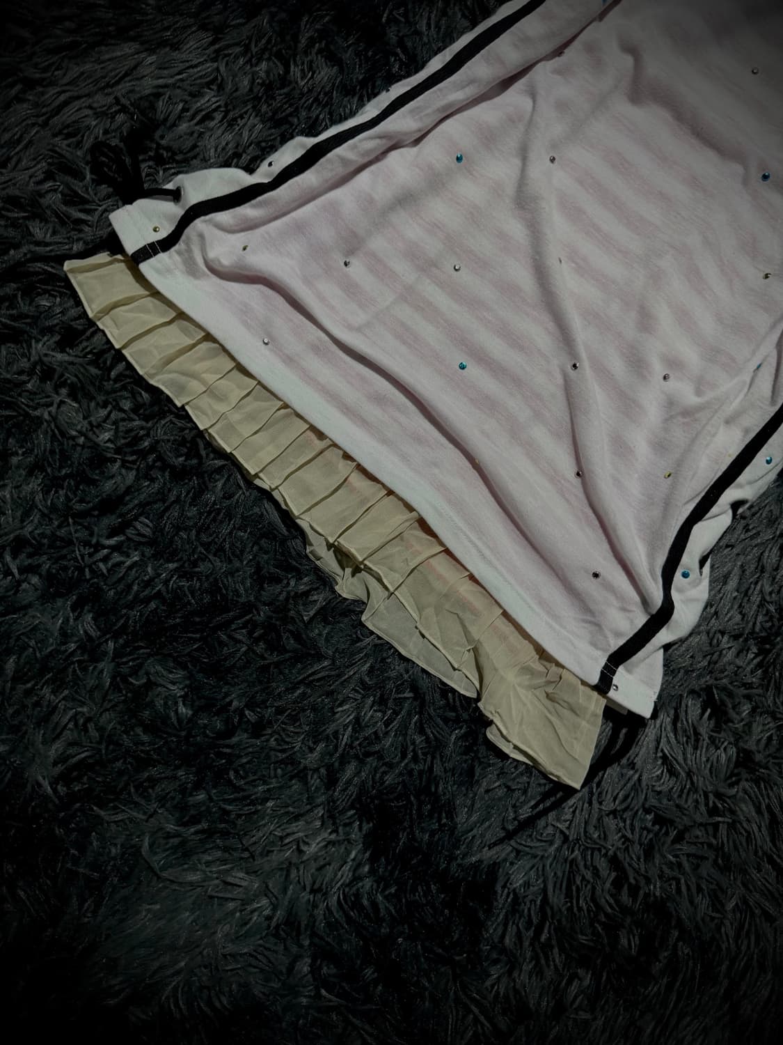 Dosch 레이스 레이어드 사이드 레이스업 레터링 펑크 후드 반팔 티셔츠 상품이미지4