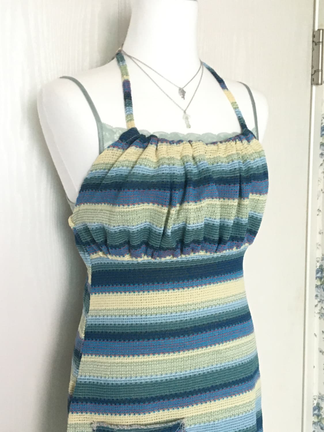 striped knit mini halter dress 상품이미지2
