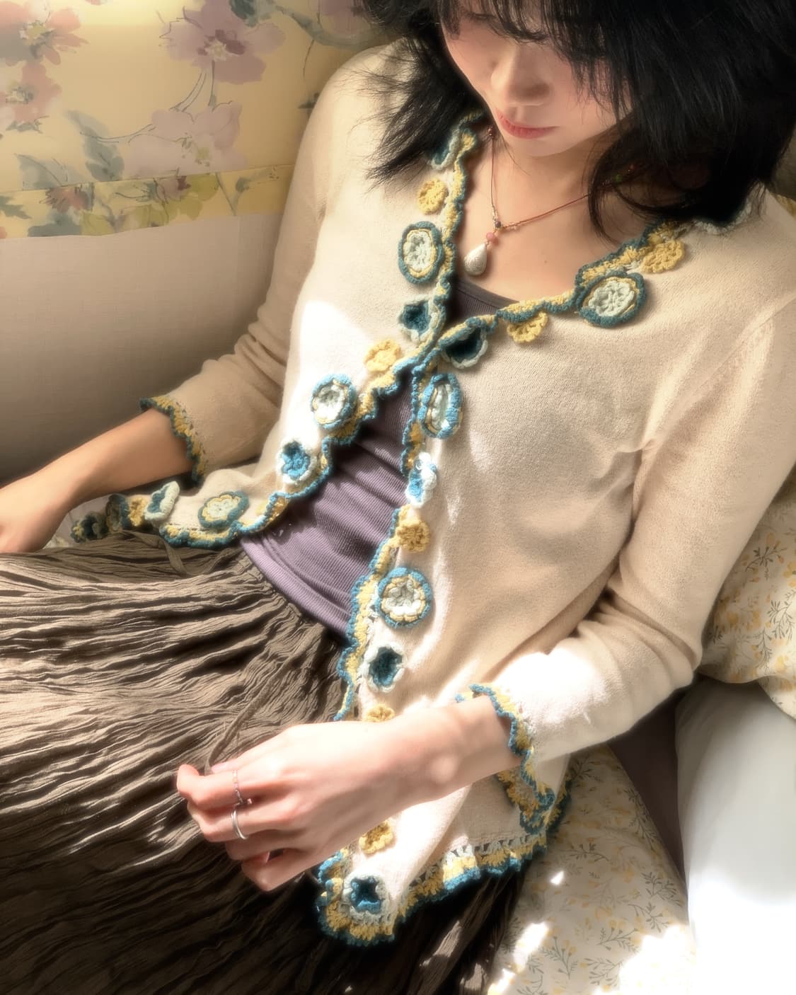 플라워 나비 프릴 가디건 상품이미지1