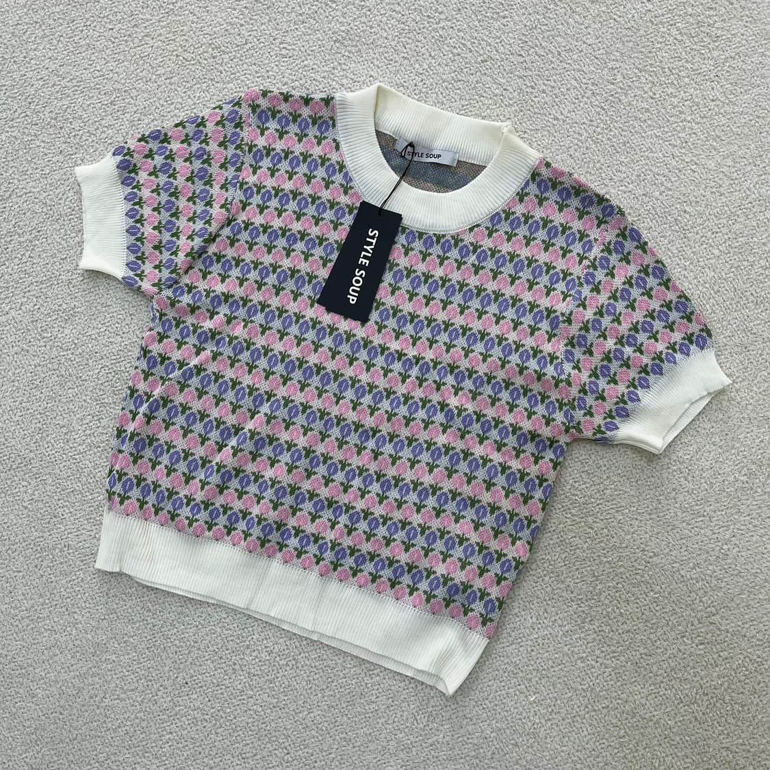 F 새상품 빈티지 여성 반팔 니트 0401M 상품이미지1