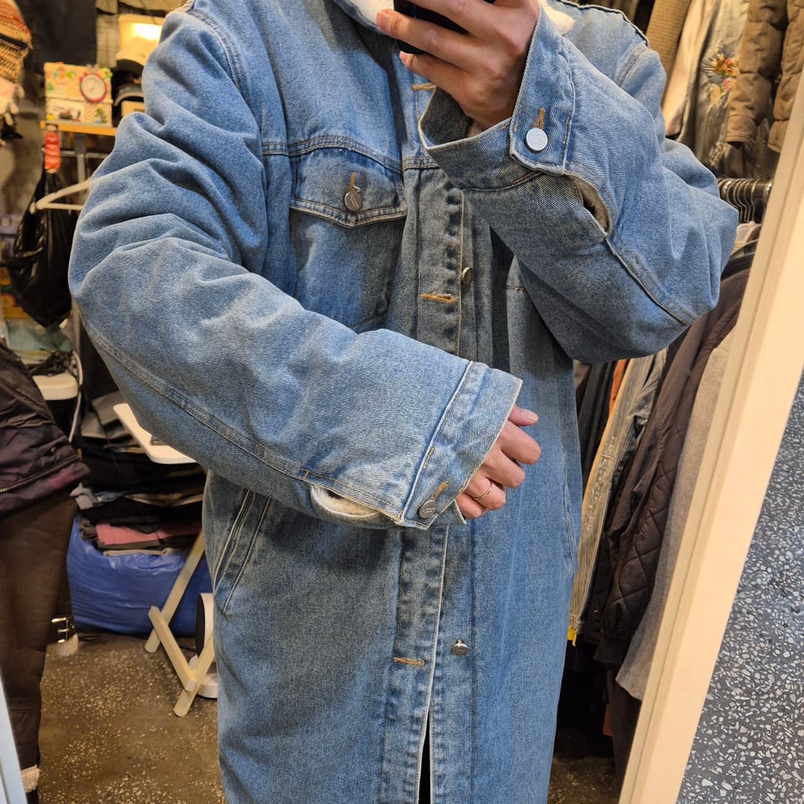 M~L(착샷잇음) 팔왕통 양털 데님코트  상품이미지5