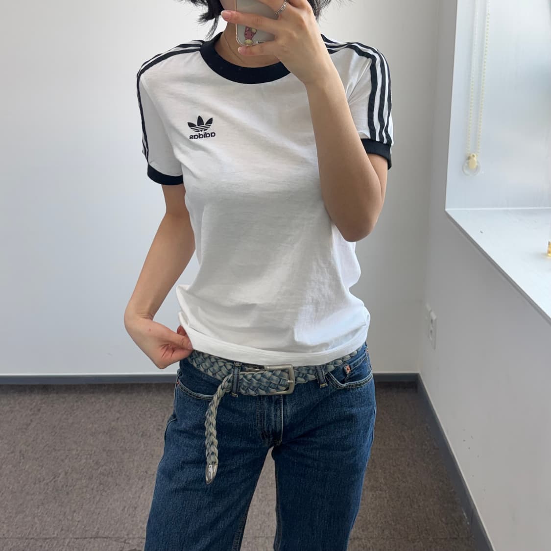 Adidas 아디다스 파이어로고 트랙탑 화이트 반팔 링거티  상품이미지2