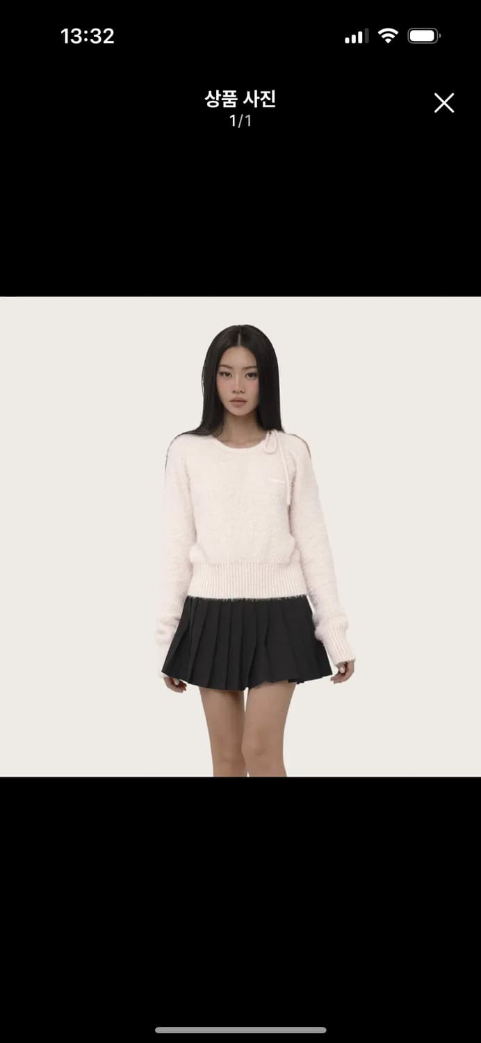 클리시어 러브 포엠 넥 스트링 니트 핑크 상품이미지1