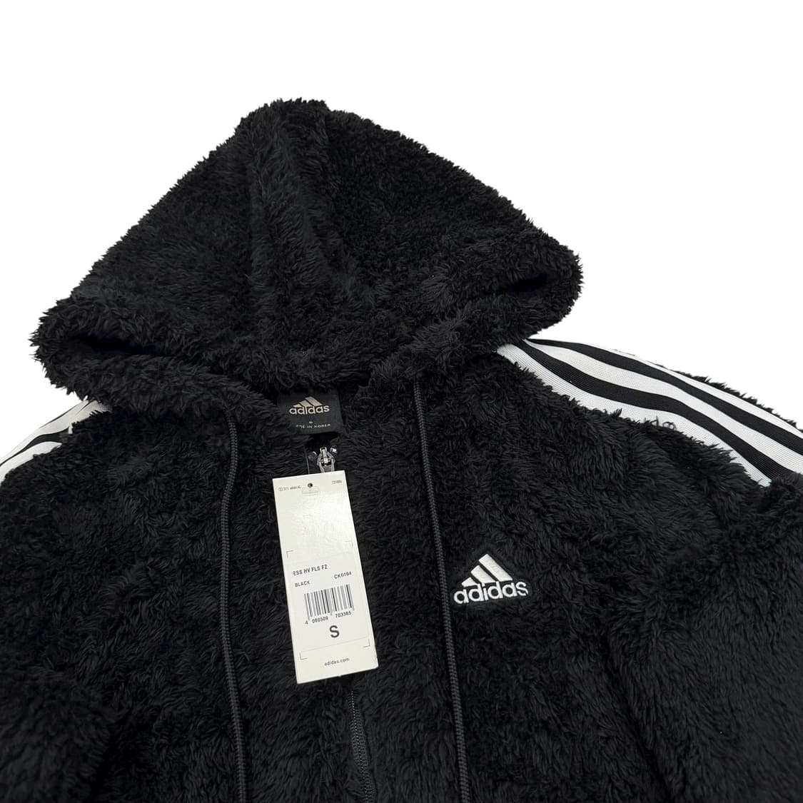 아디다스 블랙핑크 지수 뽀글이 양털 후드집업 자켓 블랙 S 90 상품이미지2