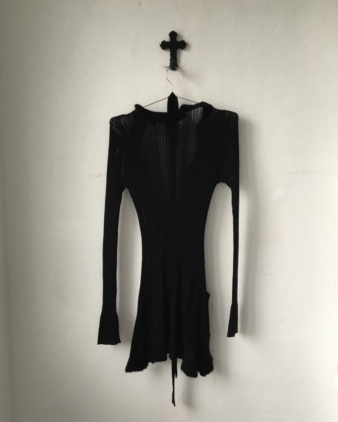Tied frill point knit cardigan 상품이미지2