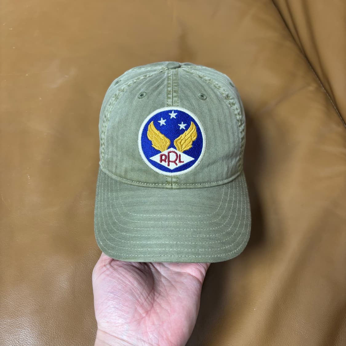 RRL 더블알엘 랄프로렌 폴로 윙로고 6패널 볼캡 모자 워시드 카키 상품이미지2