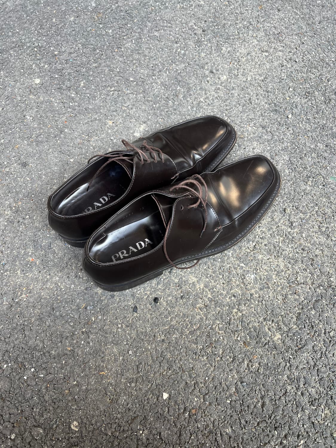 prada 브라운 세미 스퀘어토 더비 상품이미지4