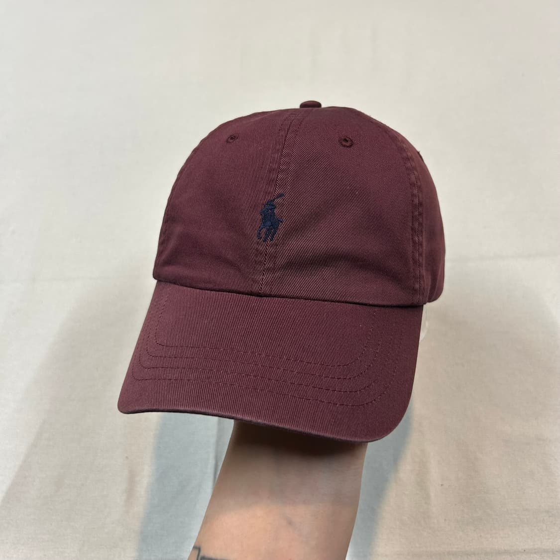 폴로 랄프로렌 버건디 볼캡 모자 가죽스트랩 정품 상품이미지1