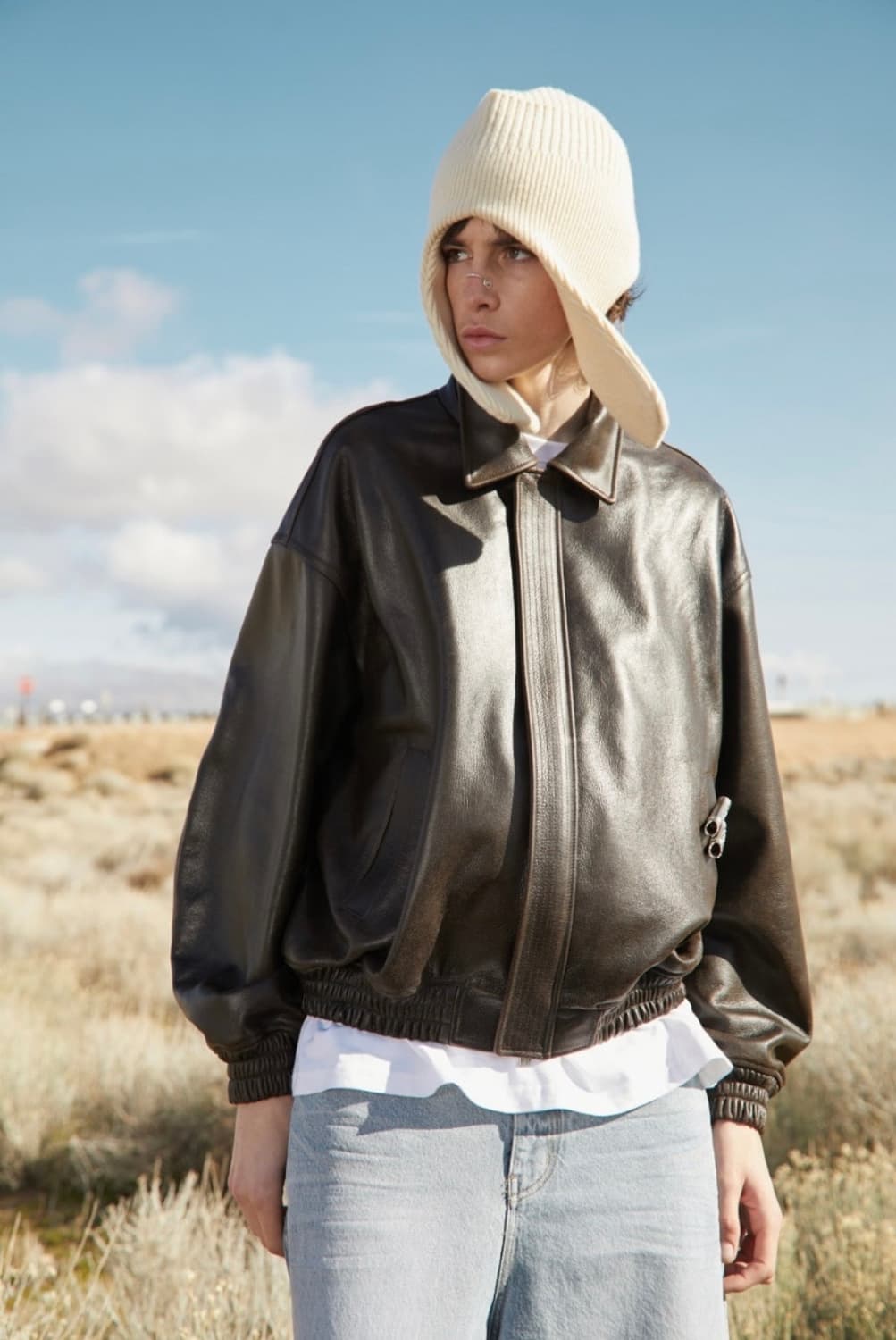 STU 오버핏 레더 자켓 브라운 구매합니다 상품이미지3