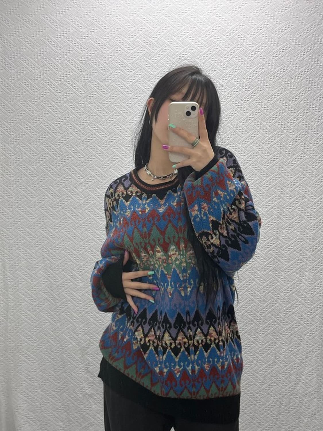 버밀리온 밀라노 빈티지 에스닉 보헤미안 패턴 니트 V C06881 상품이미지2