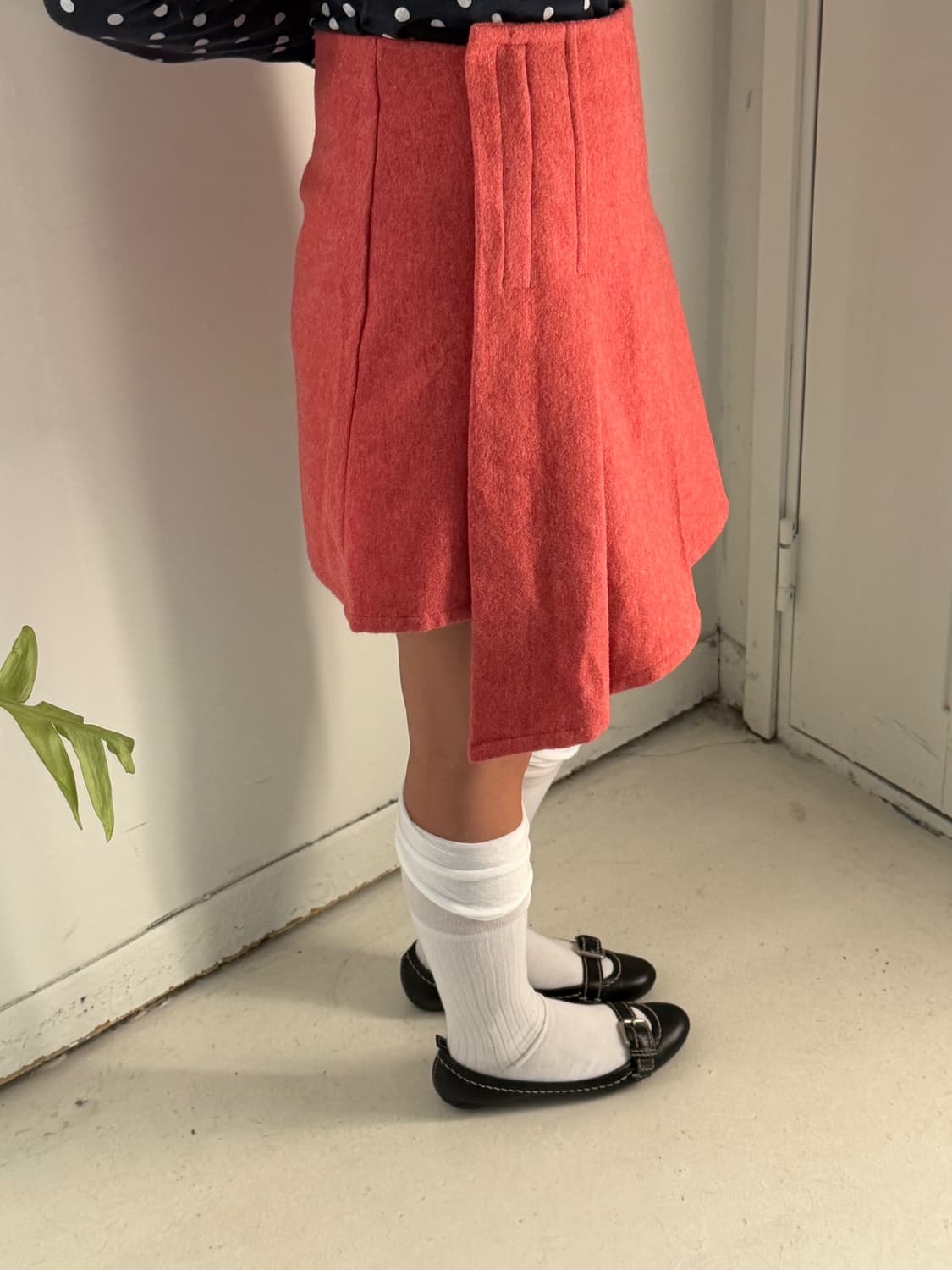 일본빈티지 핀턱 언발 랩스커트 상품이미지1