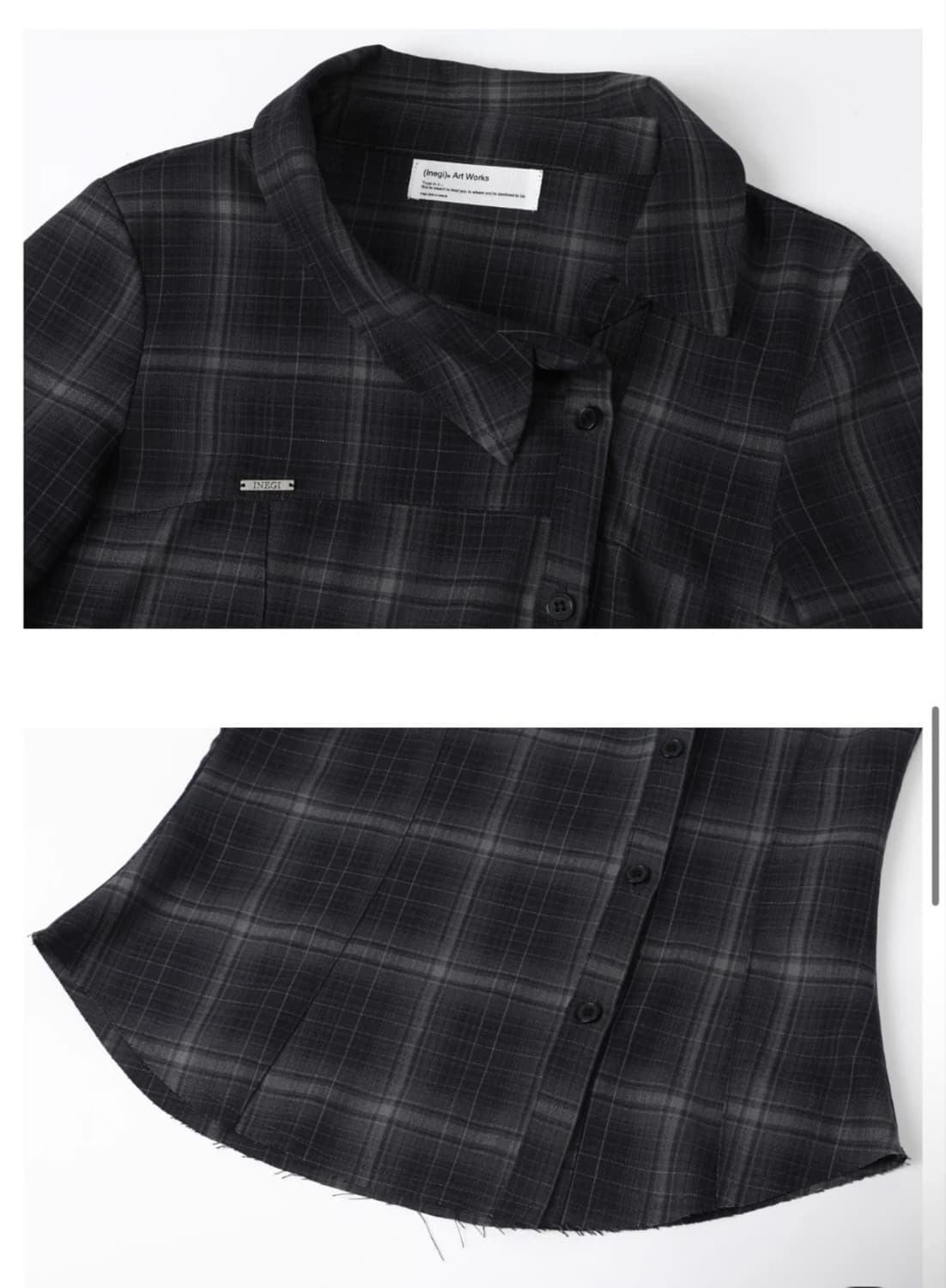 이네기 Offset Button Check Shirt (navy) 상품이미지4