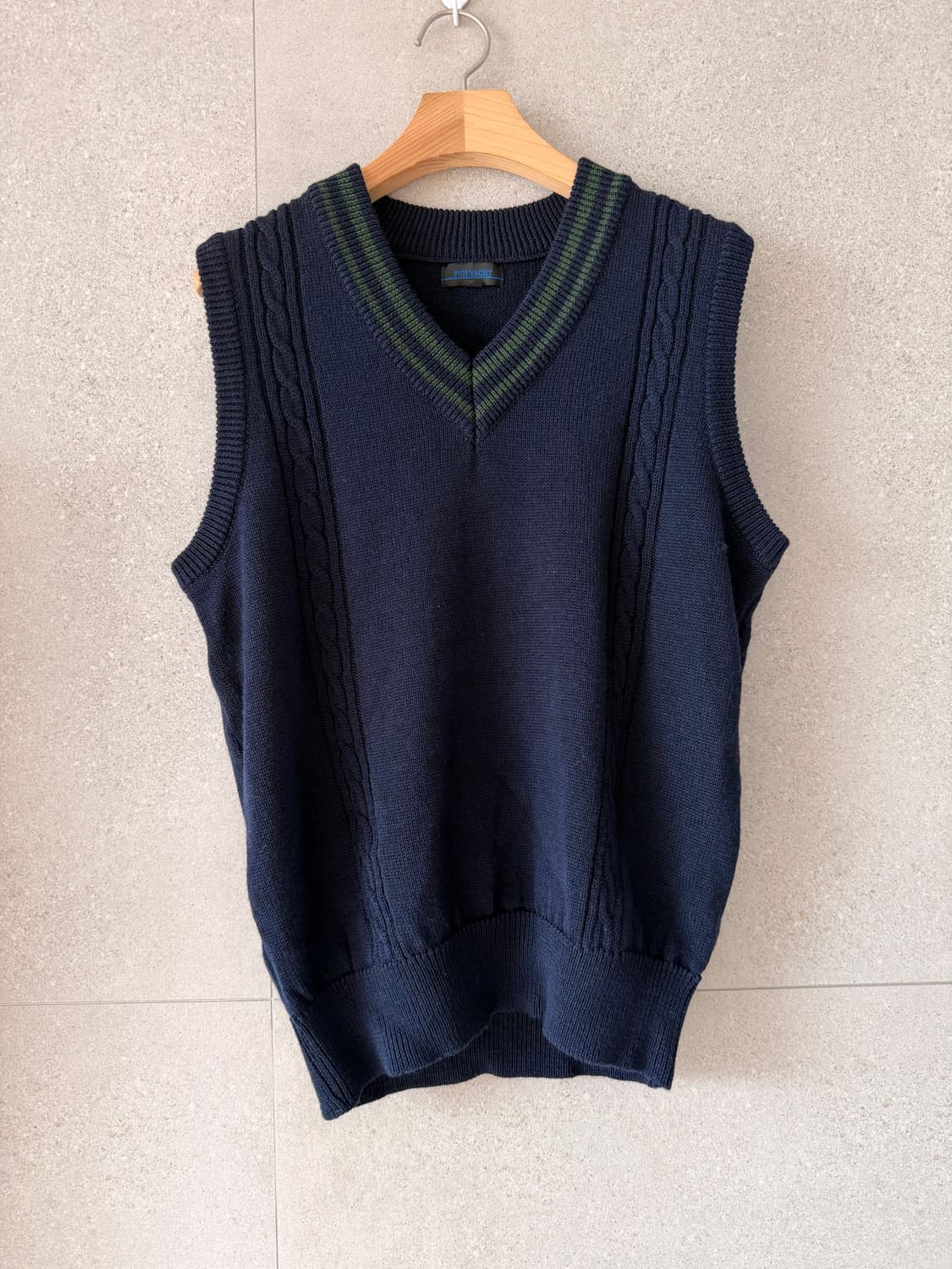 일본제 브이넥 조끼 베스트 니트 후지 요트 울혼방 상품이미지1