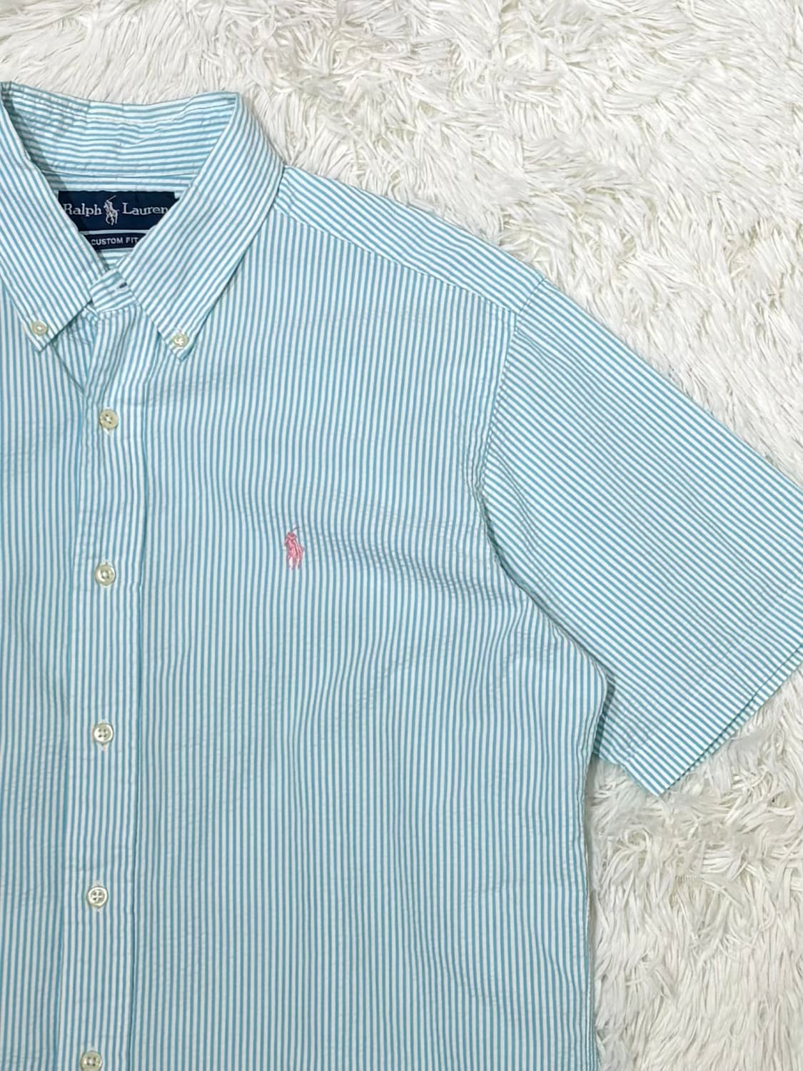 폴로랄프로렌 민트 스트라이프 시어서커 반팔 셔츠 상품이미지5