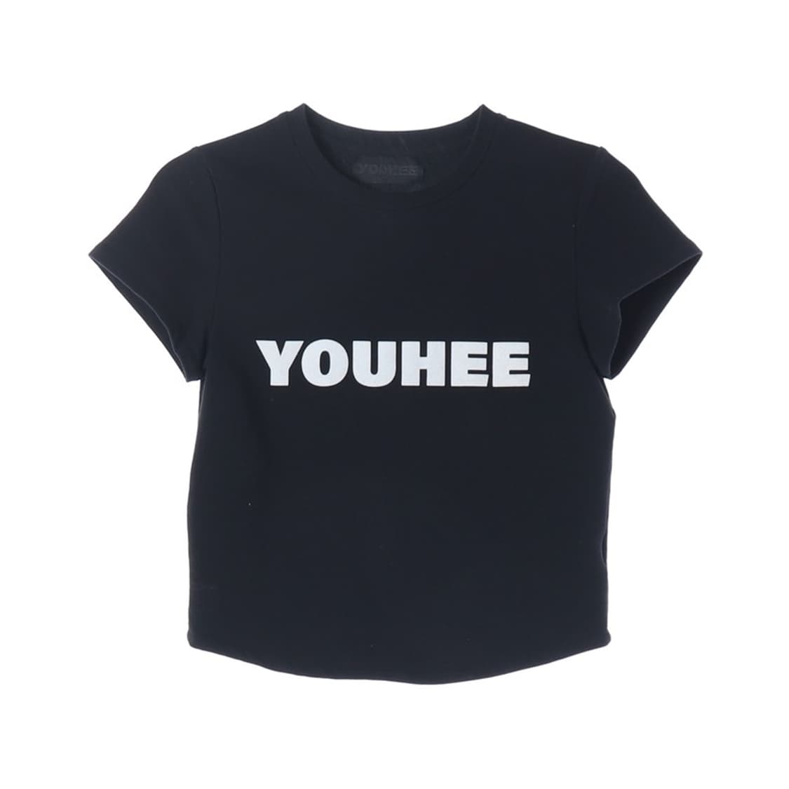 YOUHEE 빅 로고 슬림 크롭 티셔츠 BLACK 상품이미지1
