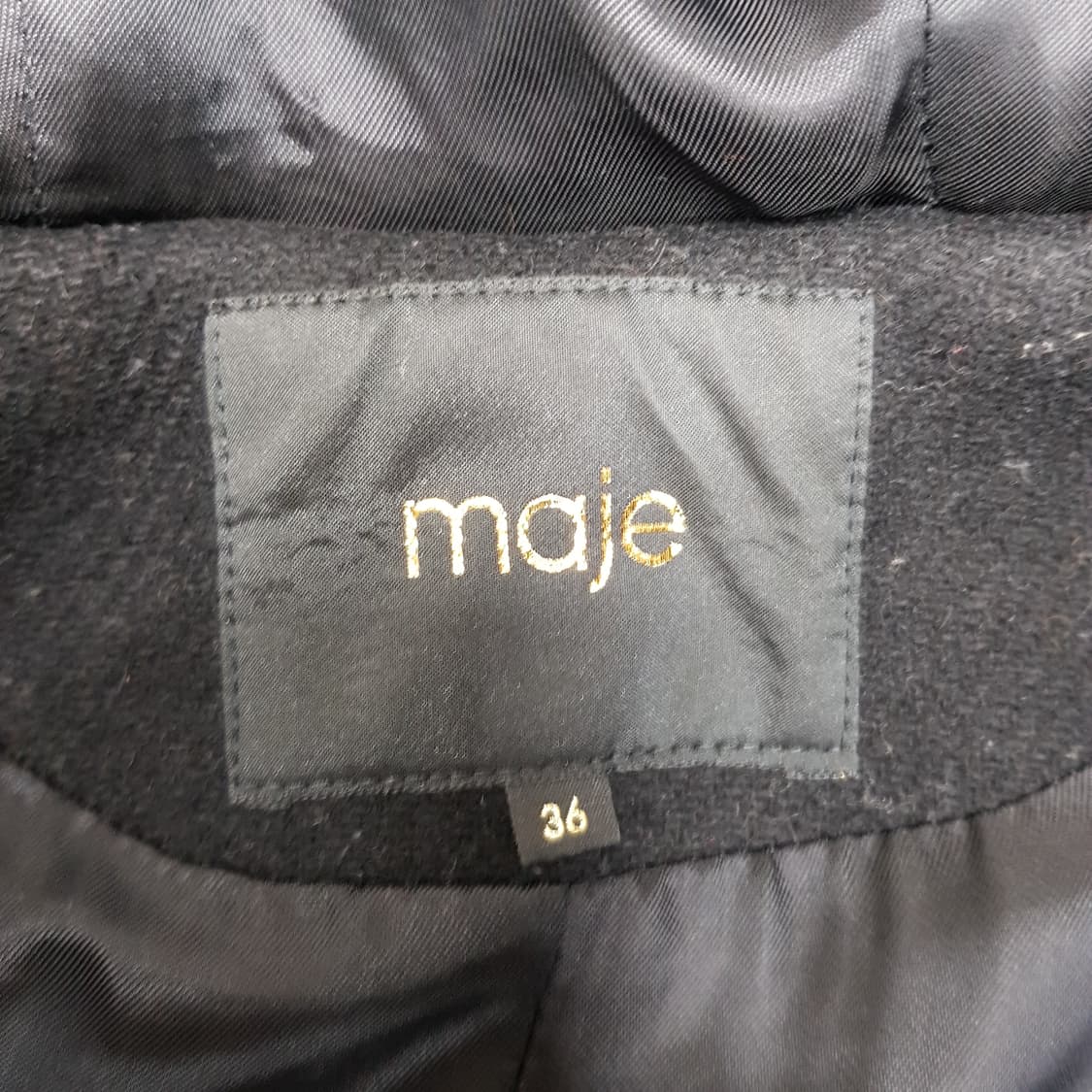 마쥬 MAJE  컬러 배색 후드 울 코트 36사이즈 상품이미지7