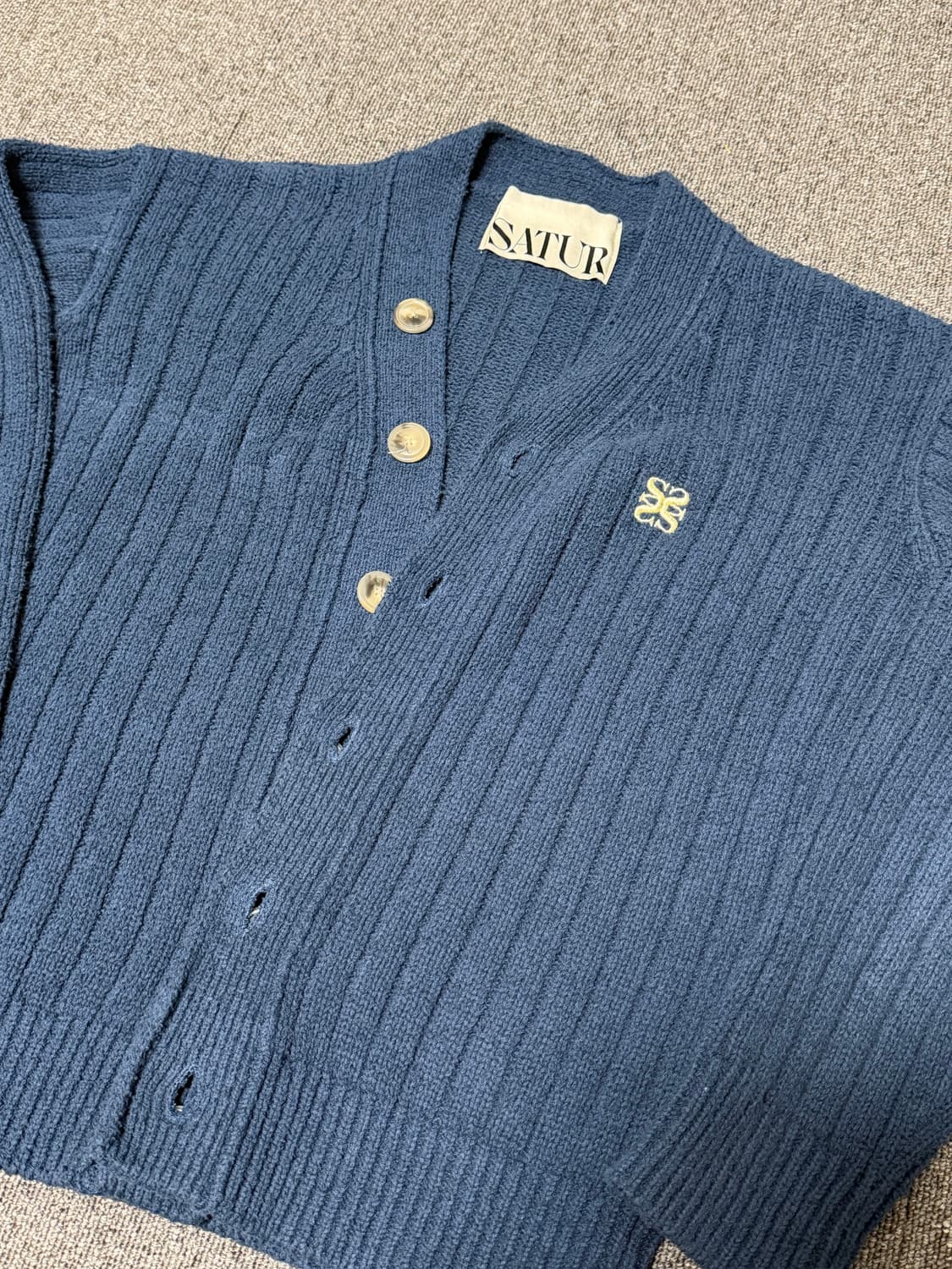 세터 파로 오버 사이즈 부클 가디건 네이비 피오니 상품이미지1