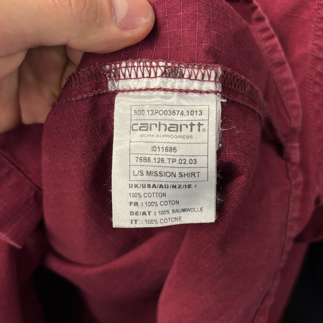 칼하트WIP 클래식 워크 헤비코튼 립스탑 미션셔츠 플랩포켓 N654 상품이미지7