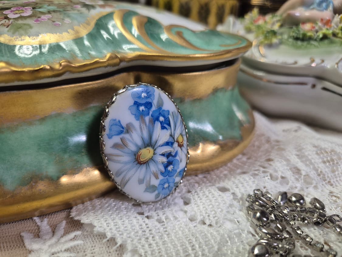 Vintage 플라워 세라믹 브로치 상품이미지2