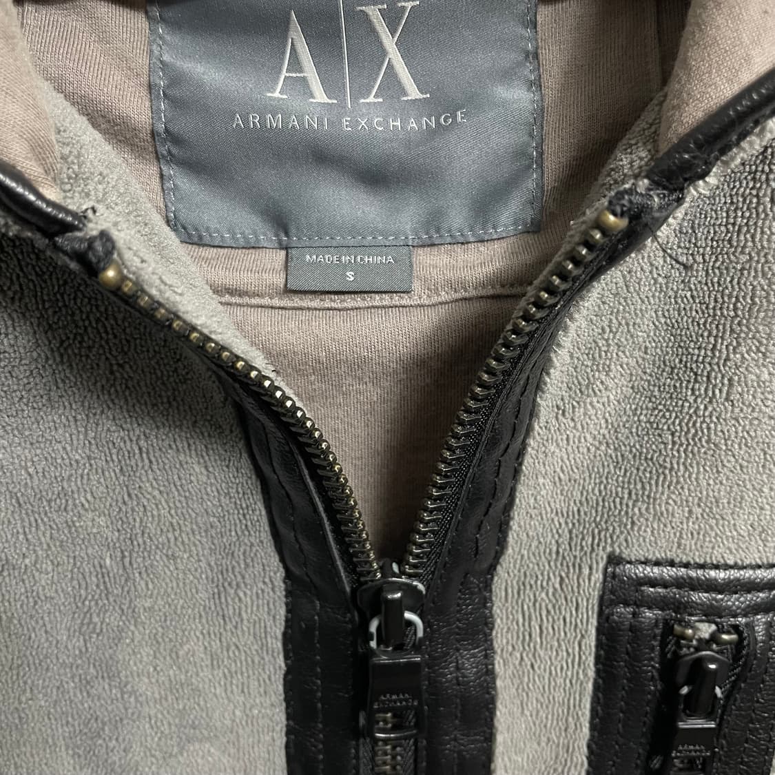 [S] 알마니 익스체인지 빈티지 레더포인트 후리스 후드 집업 상품이미지2