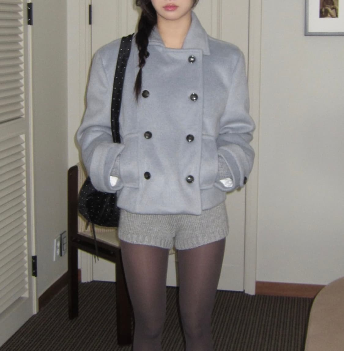 모디무드 더블 카라 울 하프코트 소라 상품이미지1