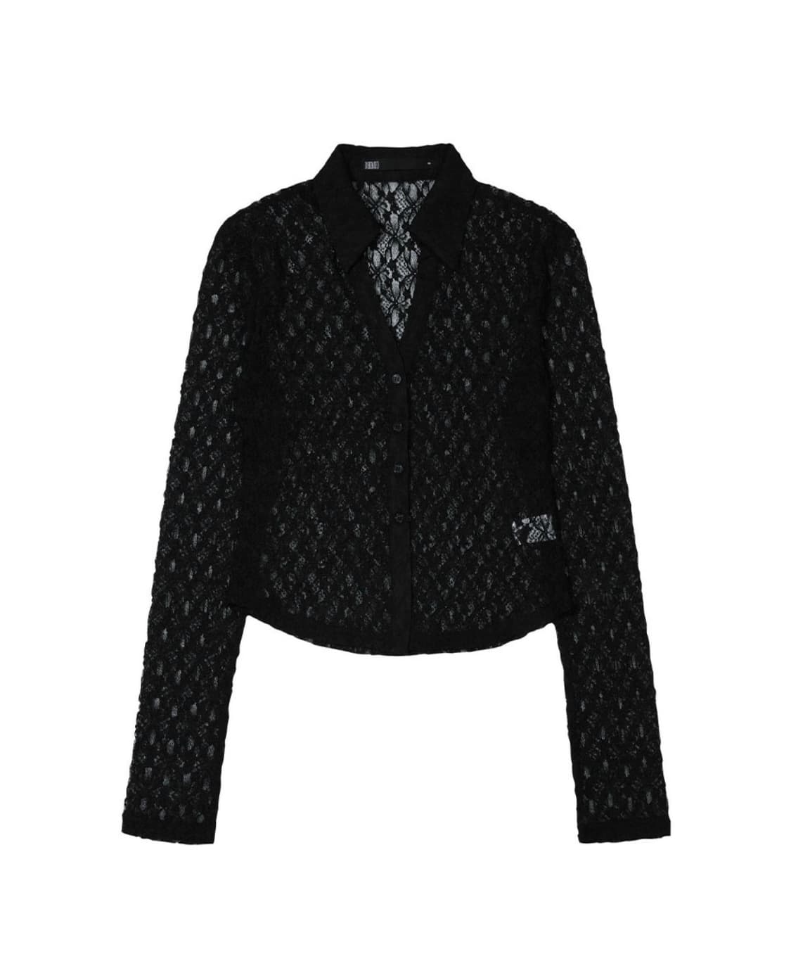 보헤미안서울 LACE OPEN COLLAR SHIRT, BLACK 상품이미지1