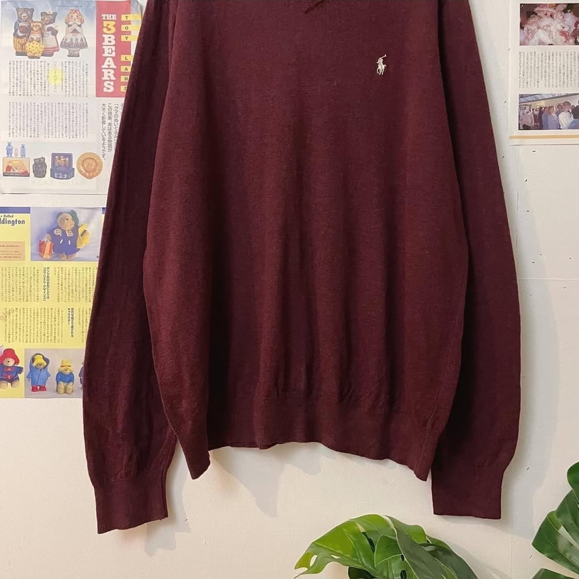 빈티지 폴로 와인 브이넥니트 상품이미지4