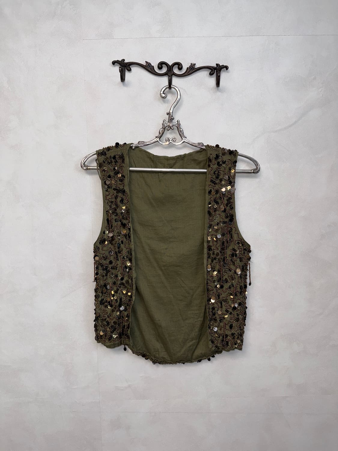 Khaki brown oriental fairy beads vest 상품이미지4