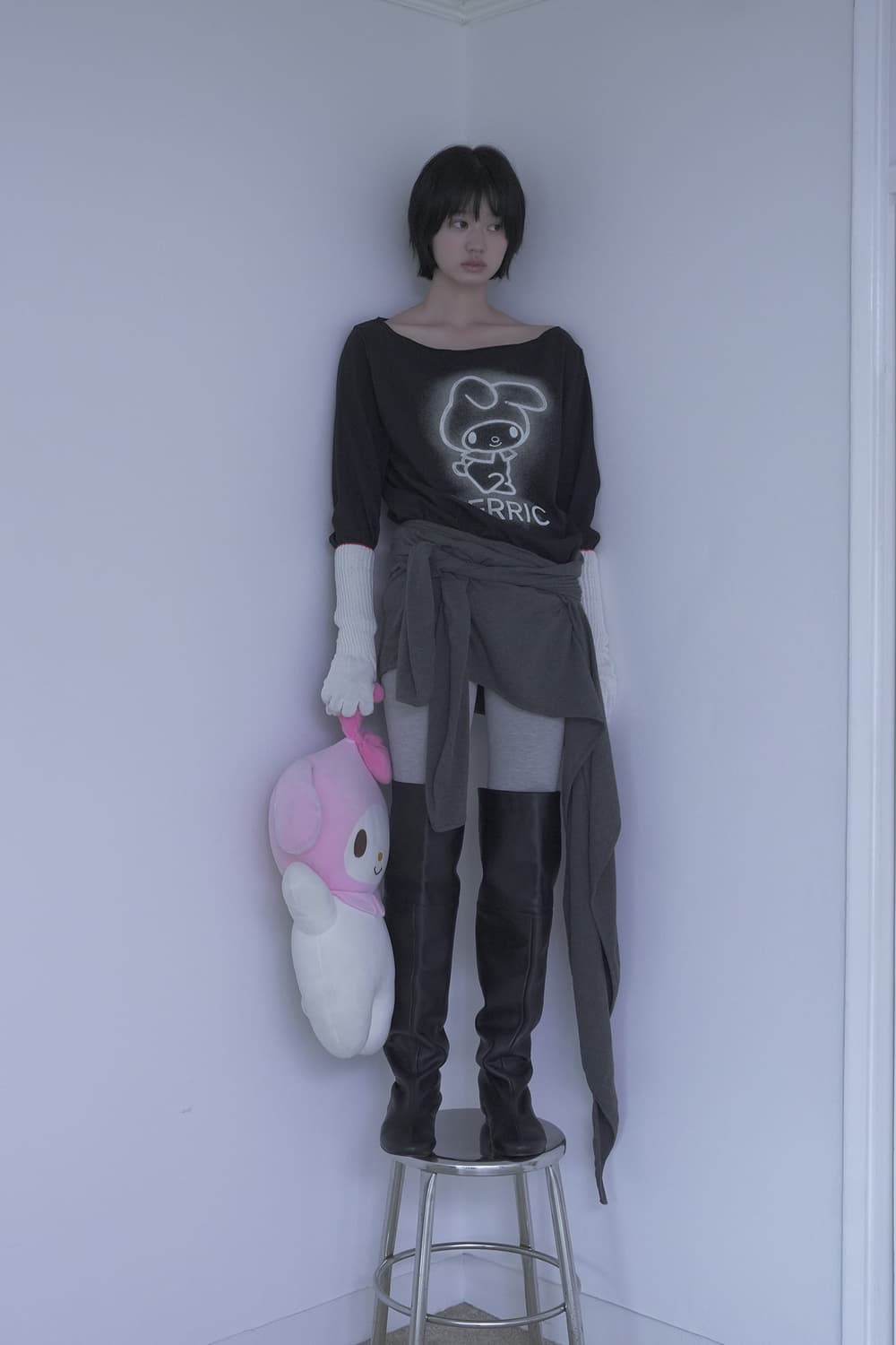 세릭 마이멜로디 My Melody Cut Out Top Black 산리오 상품이미지6