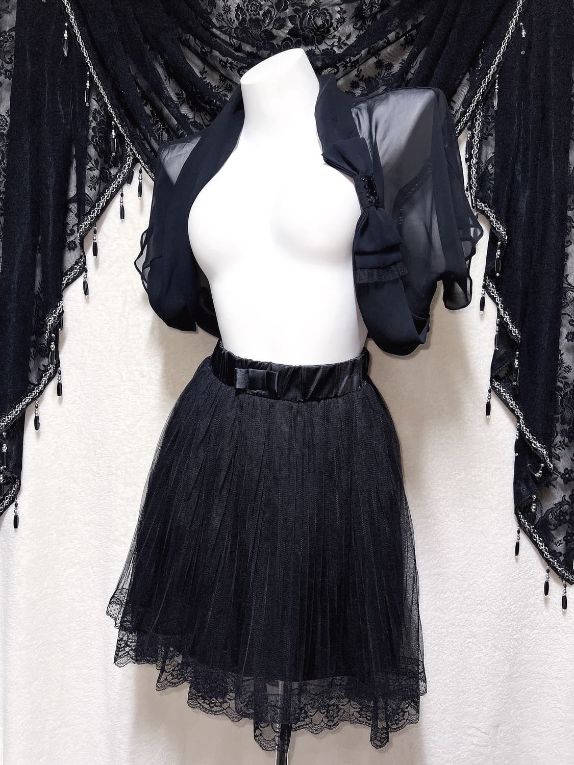 로맨틱고딕 고스로리 펑크 블랙 레이스 언발 샤스커트 튜튜 공겜 핀터페어리 상품이미지1