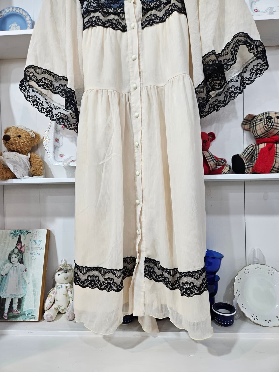 아이보리 블랙 레이스 로맨틱 원피스 상품이미지5