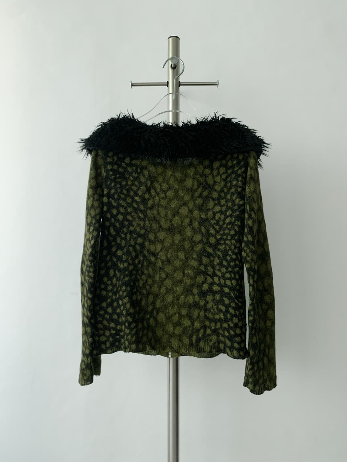 Fur Trimming Leopard Zip-up Cardigan 상품이미지4