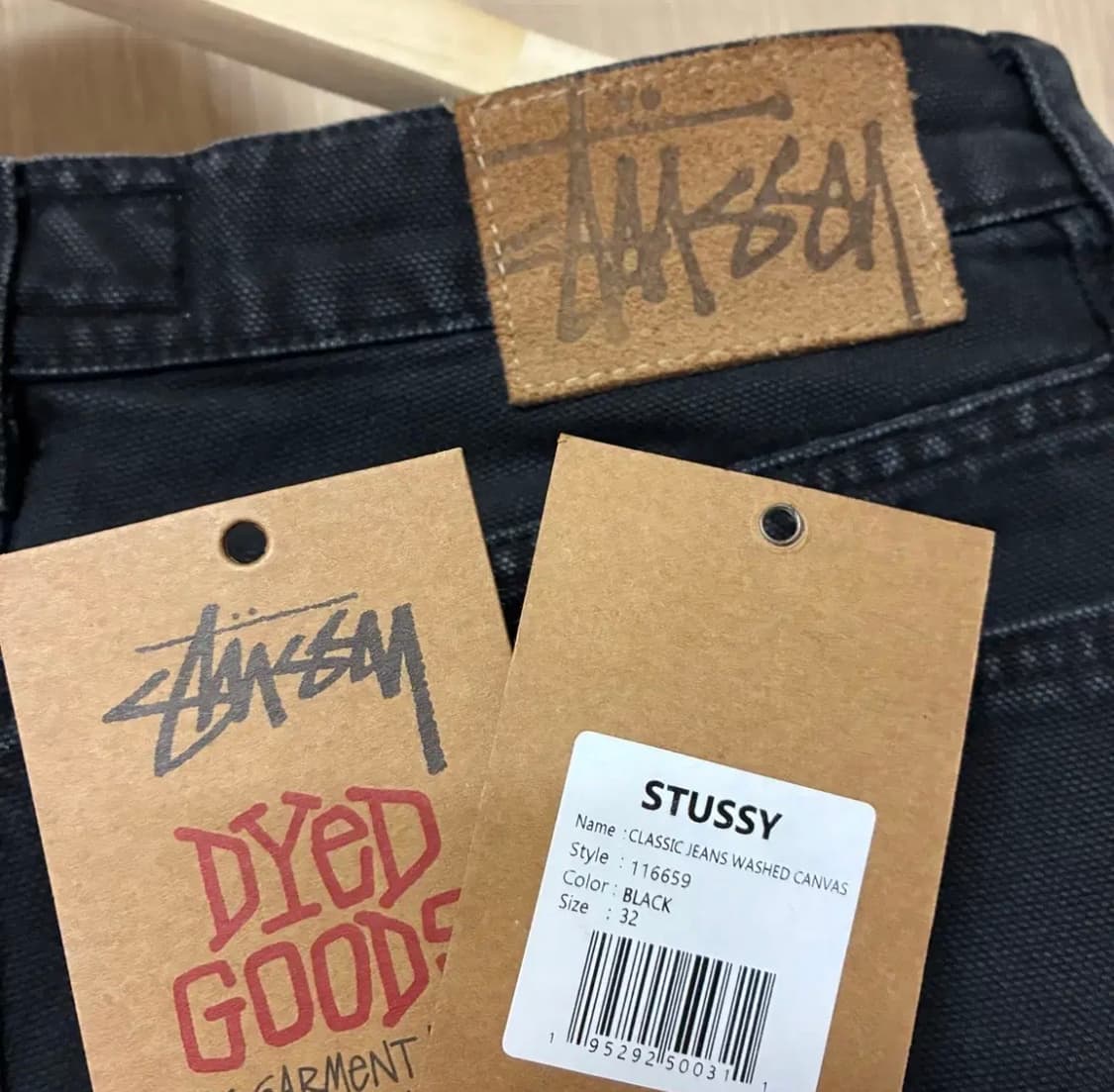 [32]스투시 클래식진 워시드 캔버스 블랙 상품이미지3