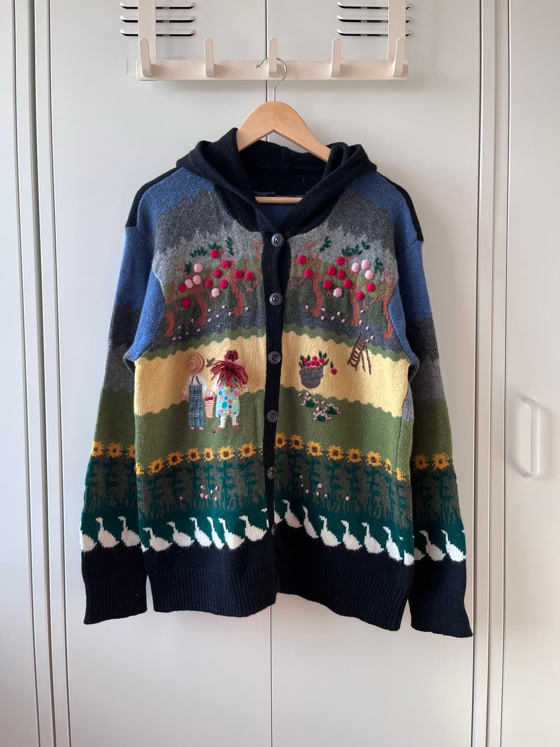 (Rare) Handmade  풍경 울니트 후드 가디건  상품이미지1