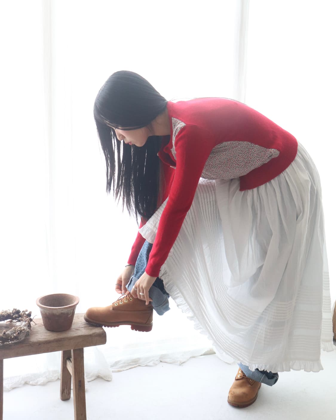 [Beams Boy] Liberty Floral Red Cardigan 상품이미지5