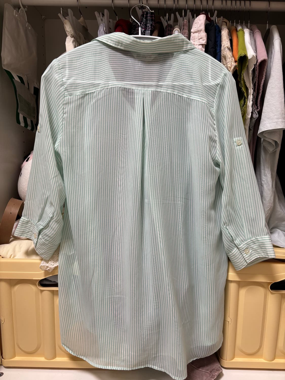 민트 스트라이프 블라우스 상품이미지2