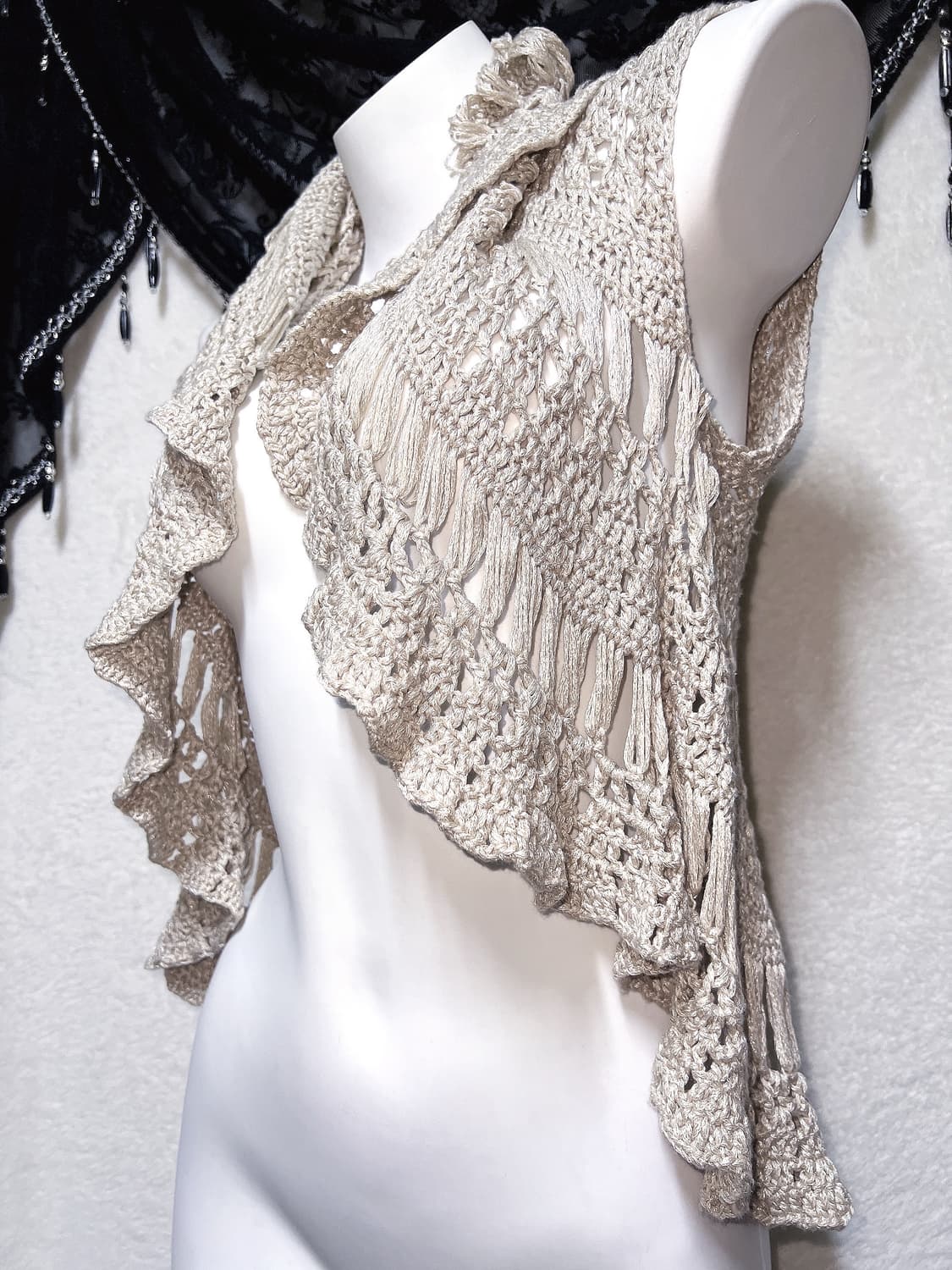 오리엔탈 윈터페어리 그런지 크로셰 뜨개니트 조끼 베스트 볼레로 핀터 모리 상품이미지1