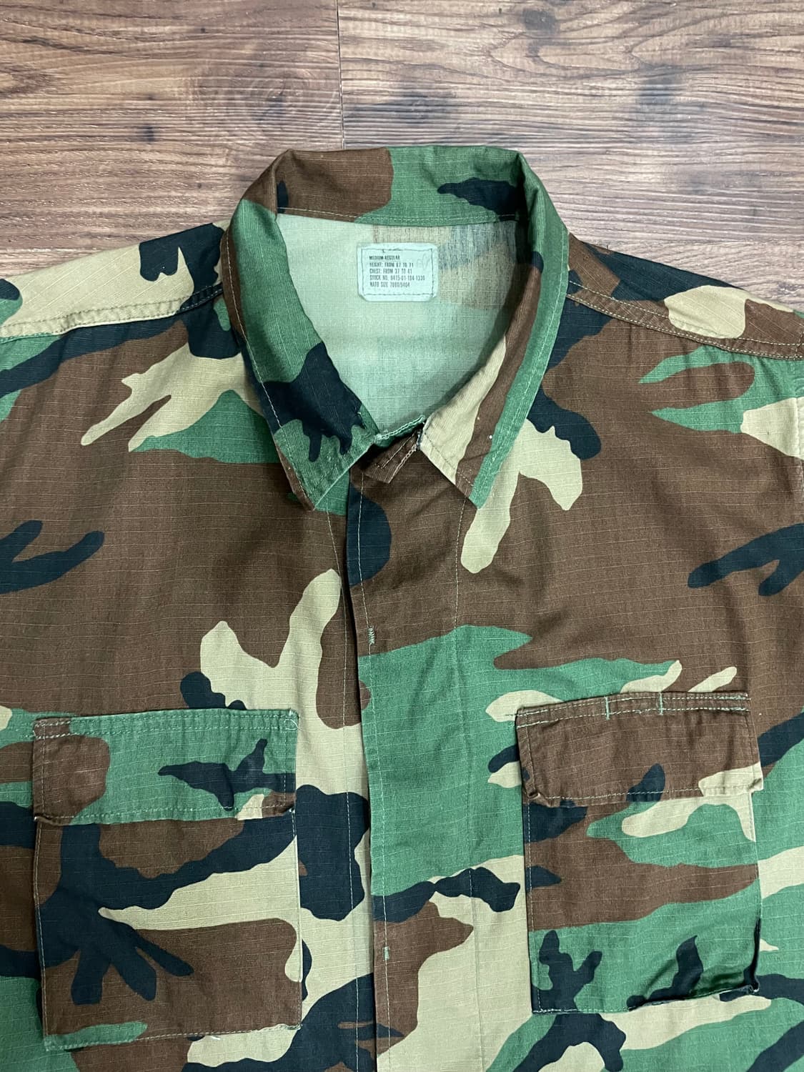 80s 미군 오리지널 우드랜드 카모 립스탑 BDU 미디움레귤러 MR 상품이미지2