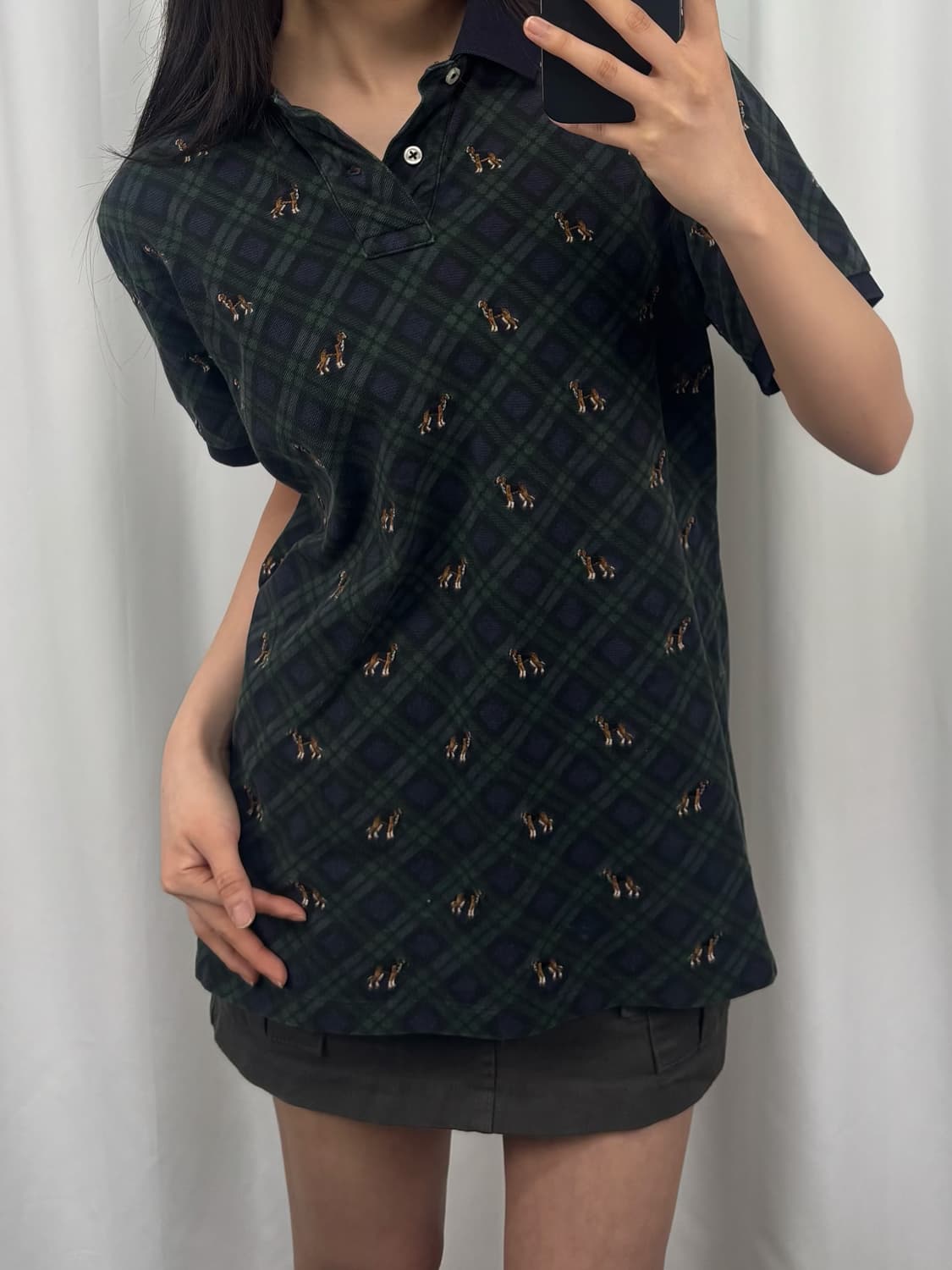 폴로 도그 체크 패턴 반팔 PK 카라티 상품이미지2