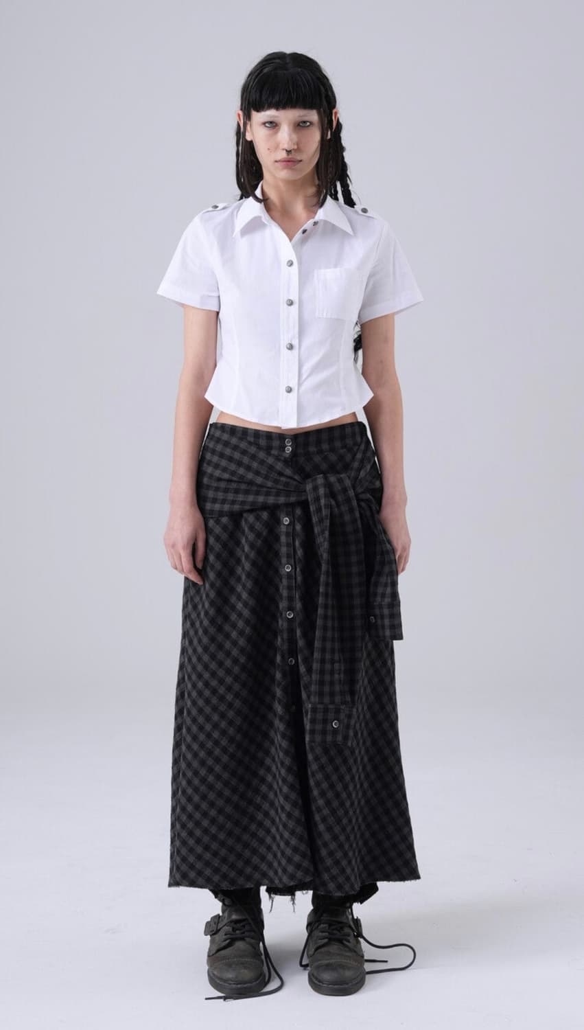 tense dance  Check Shirt Skirt charcoal 상품이미지1