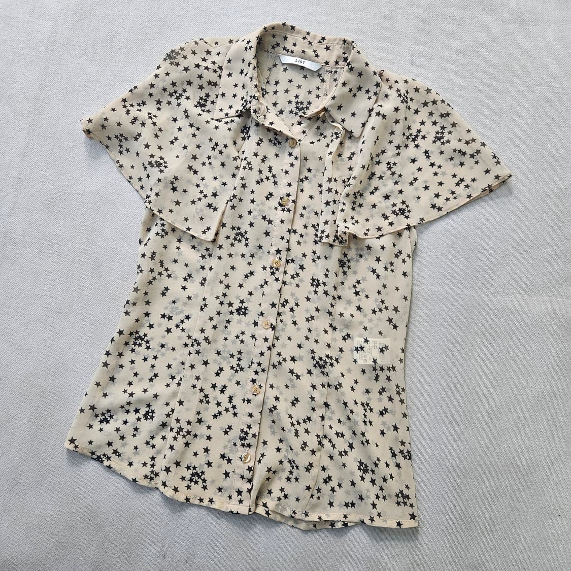 55 LIST 여성 패턴 맨소매 블라우스 0407Y 상품이미지1