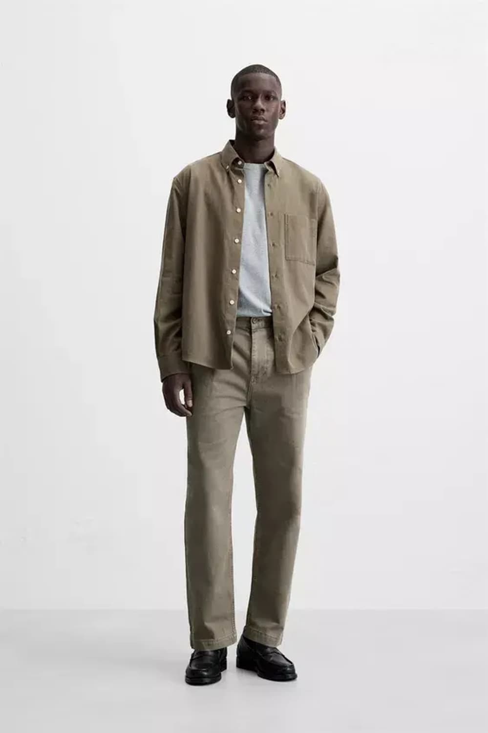 [31] 자라 zara 면바지 스트레이트핏 테이퍼드핏 긴바지 슬랙스 카키 상품이미지1