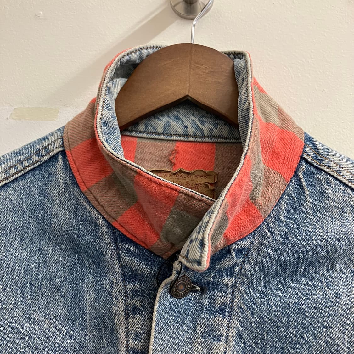 N16 90s usa 리바이스 플란넬 안감 데님 청자켓 70417 상품이미지3