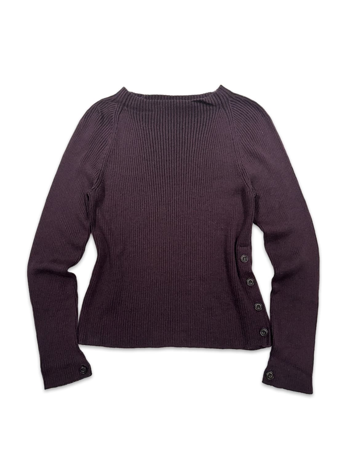빈티지 Dama Collection 다크 퍼플 사이드 단추 긴팔 니트 상품이미지1