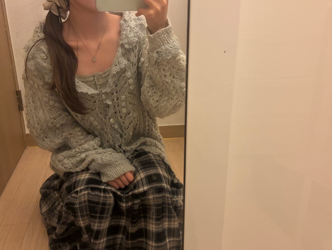 빈티지 카라 니트 가디건 모리걸 아오이유우st 상품이미지3