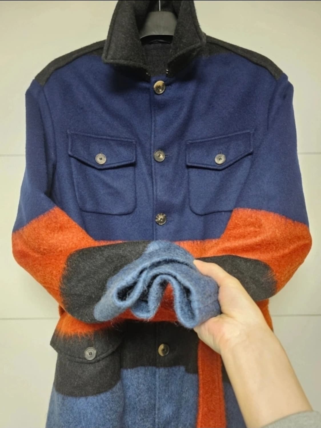 명품 페라가모 컬러블록 모헤어코트(105/럭셔리) 상품이미지5