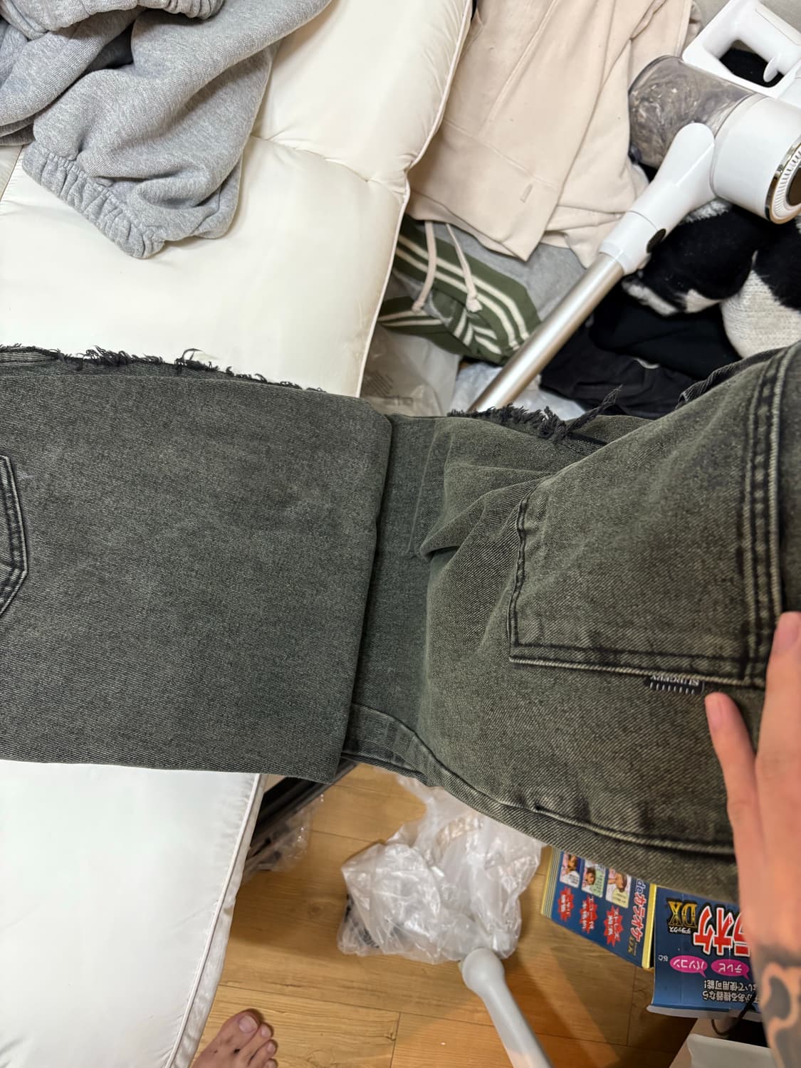 써저리 곱창데님 2m 카키 L 상품이미지3