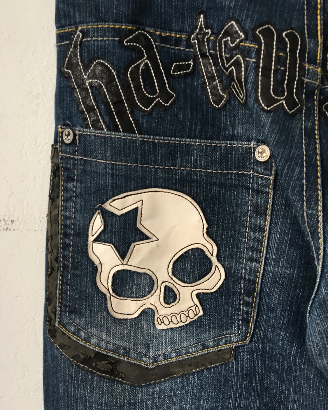 Batsu skull patch denim pants 상품이미지7