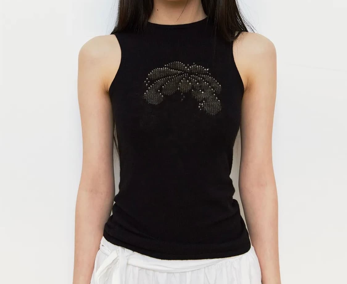 Nieeh lotus knit sleeveless black 상품이미지1