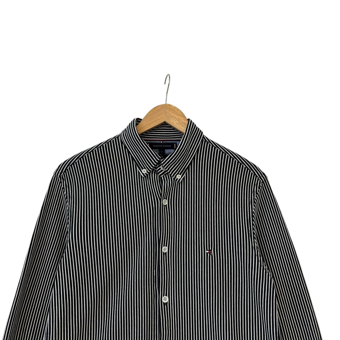 타미힐피거 니티드 스트라이프 셔츠 블랙 상품이미지2